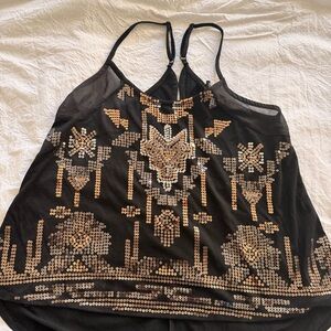 Festival ready Rue21 Black Camisole with Gold Accents